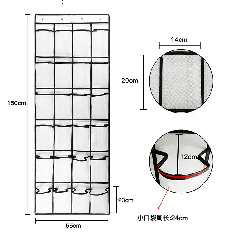 Hanging Shoe Holder Hanger with Mesh Pockets Over The Door Shoe Rack for Closet Organization
