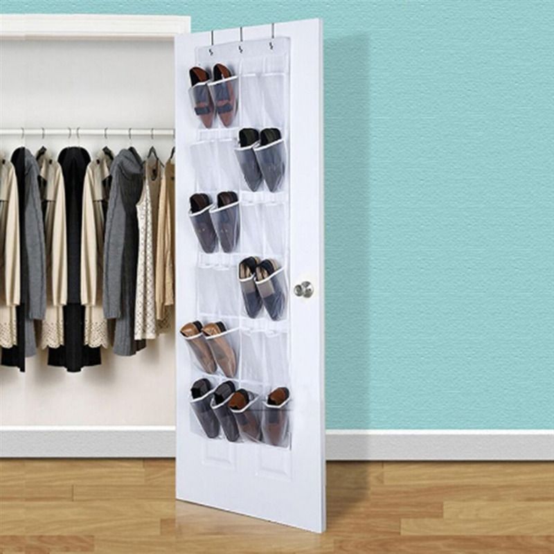 Hanging Shoe Holder Hanger with Mesh Pockets, Over The Door Shoe Rack for Closet Organization