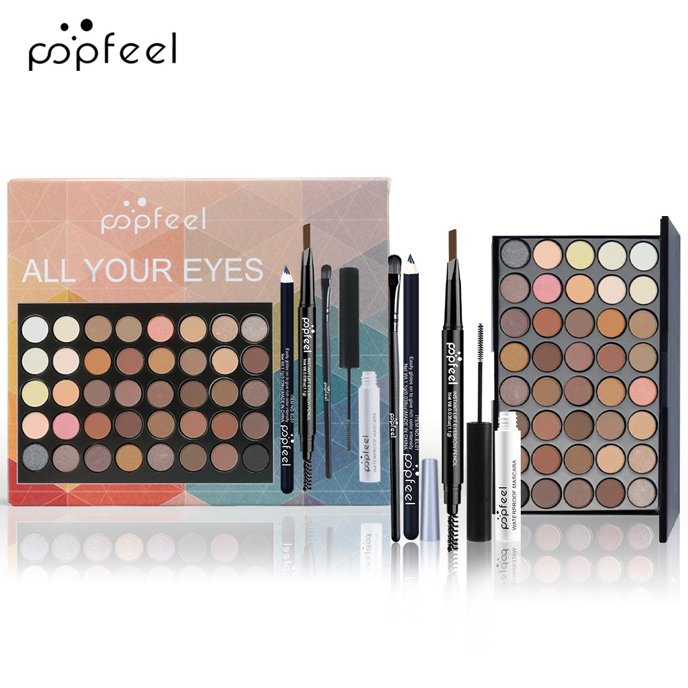 Eye Makeup Kit, Mascara, Eyeliner, Eyeshadow Palette & Eyebrow Pencil All in One Set