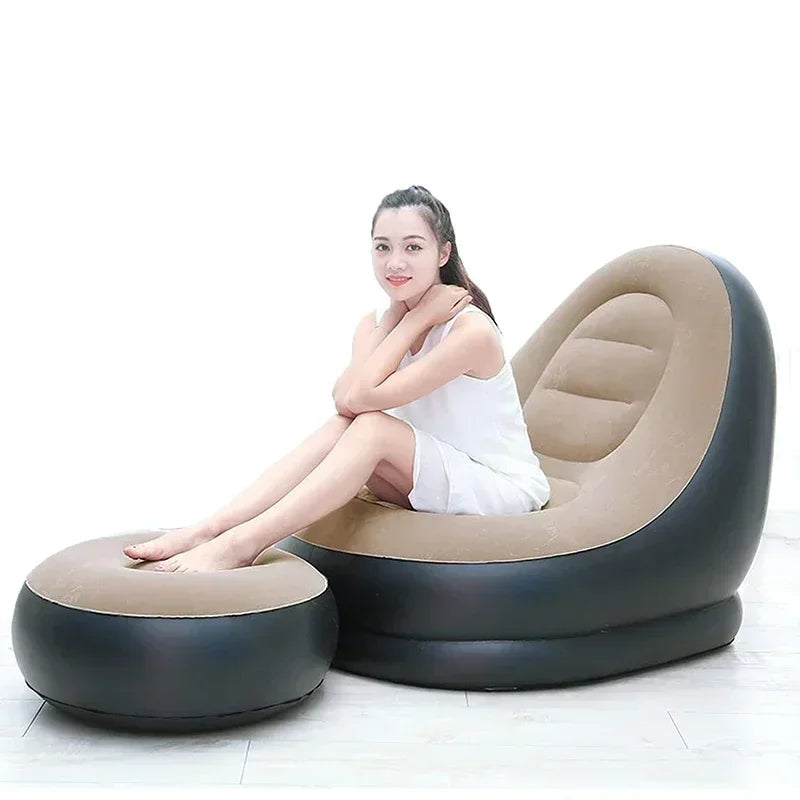 Lazy Couch Sofas Inflatable Foldable Recliner Outdoor Sofa Bed with Stirrups Comfortable Combination