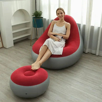 Lazy Couch Sofas Inflatable Foldable Recliner Outdoor Sofa Bed with Stirrups Comfortable Combination