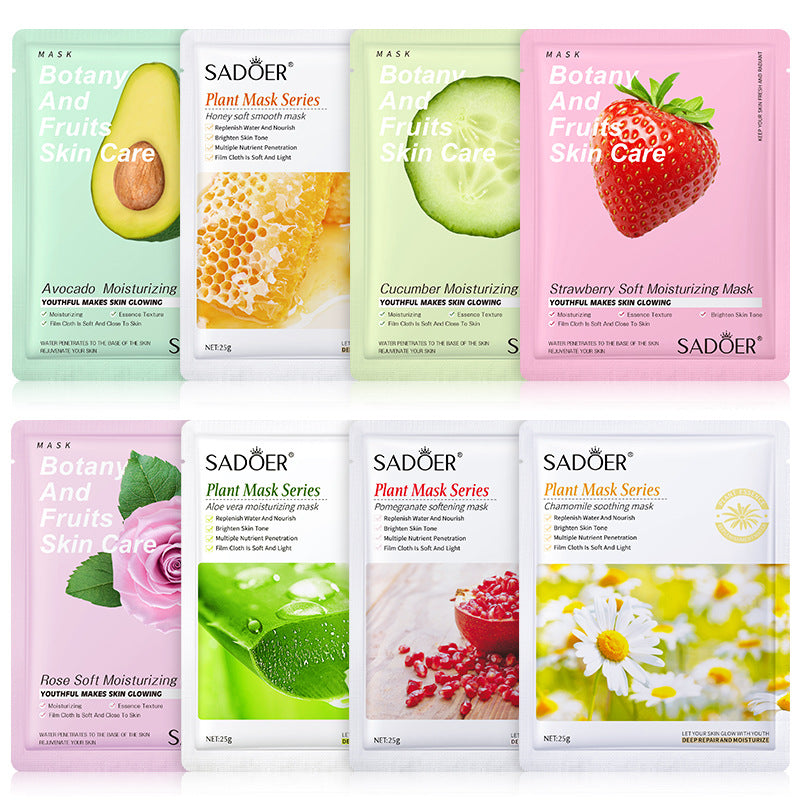 8pcs Natural Plant Face Mask Set, Korean Beauty Skincare for Moisturizing, Firming & Hydrating