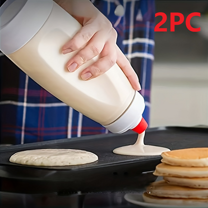 Pancake Batter Bottle with Blender Ball & Wire Whisk, Perfect for Mixing Pancakes, Cupcakes, Muffins & Crepes