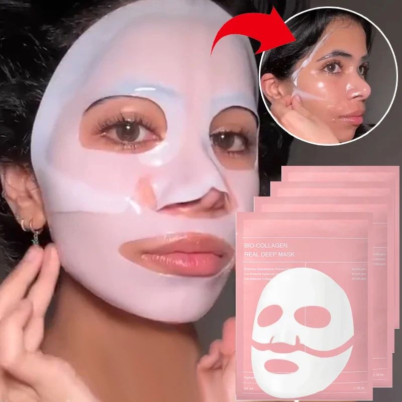 Bio Collagen Face Mask, Shrink Pores, Deep Hydrating Overnight Mask for Brightening & Moisturizing Skin