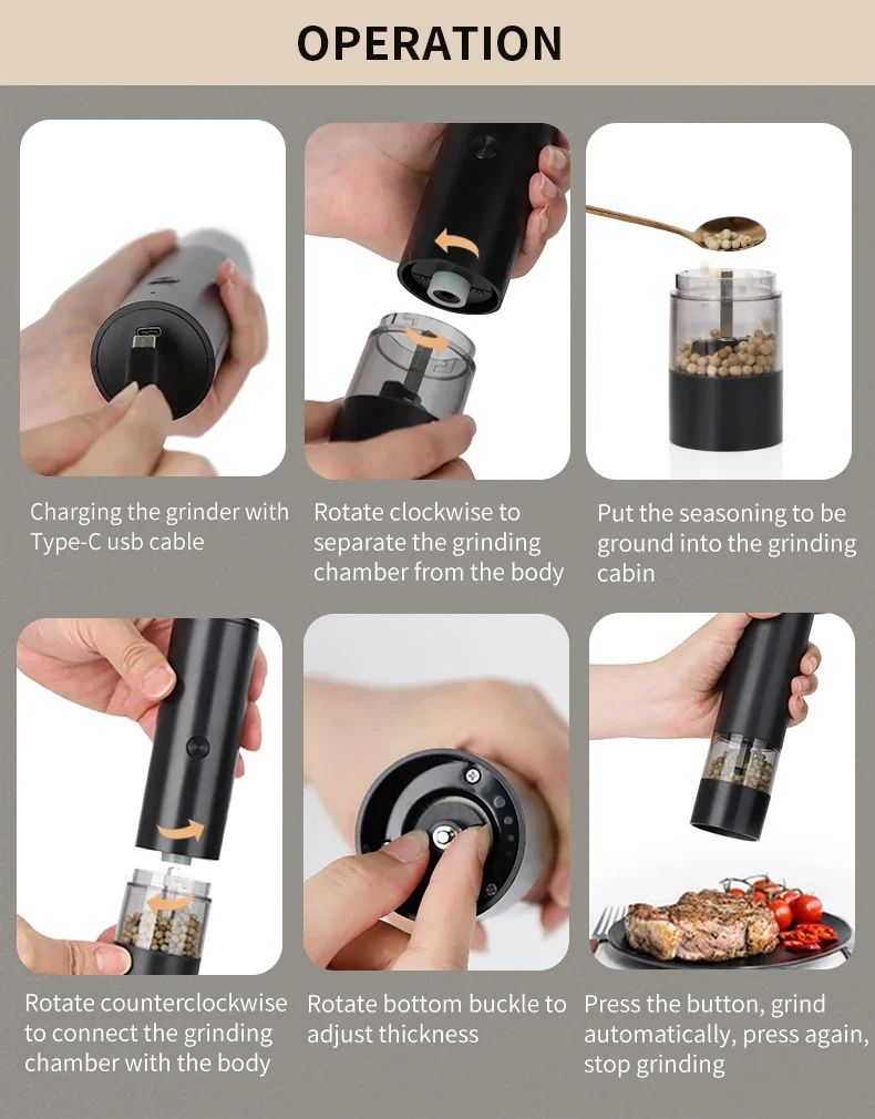 Premium Electric Grinder for Salt & Pepper