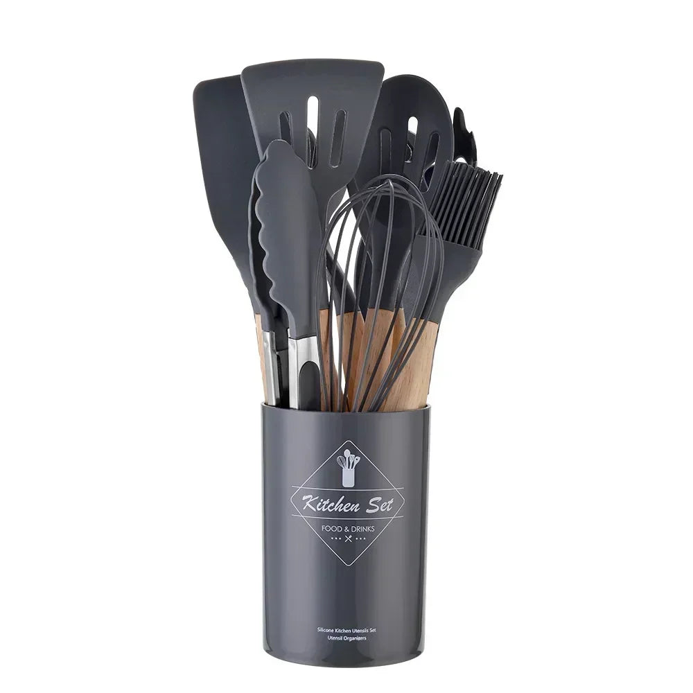 Premium Silicone Spoon & Spatula Measuring Spoon Set Heat-Resistant Kitchenware Essentials