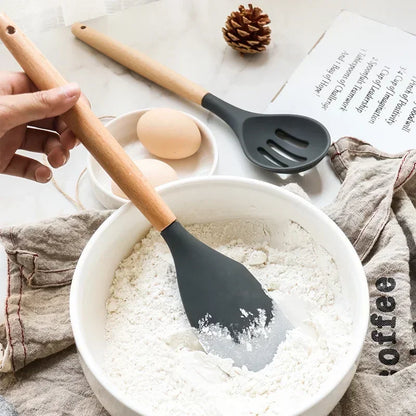 Premium Silicone Spoon & Spatula Measuring Spoon Set Heat-Resistant Kitchenware Essentials