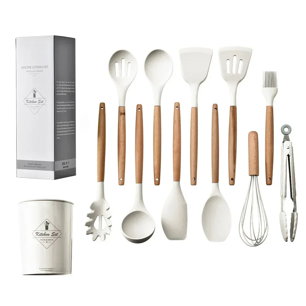 Premium Silicone Spoon & Spatula Measuring Spoon Set Heat-Resistant Kitchenware Essentials