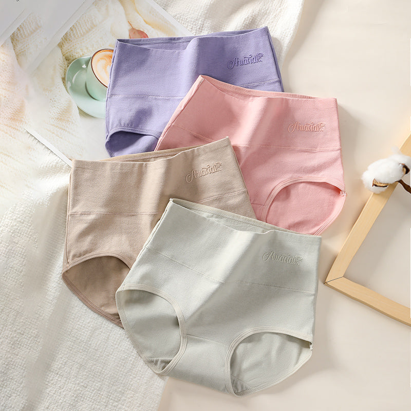 Womens Breathable Lingerie High Waist Cotton Panties, Plus Size Slimming Underwear