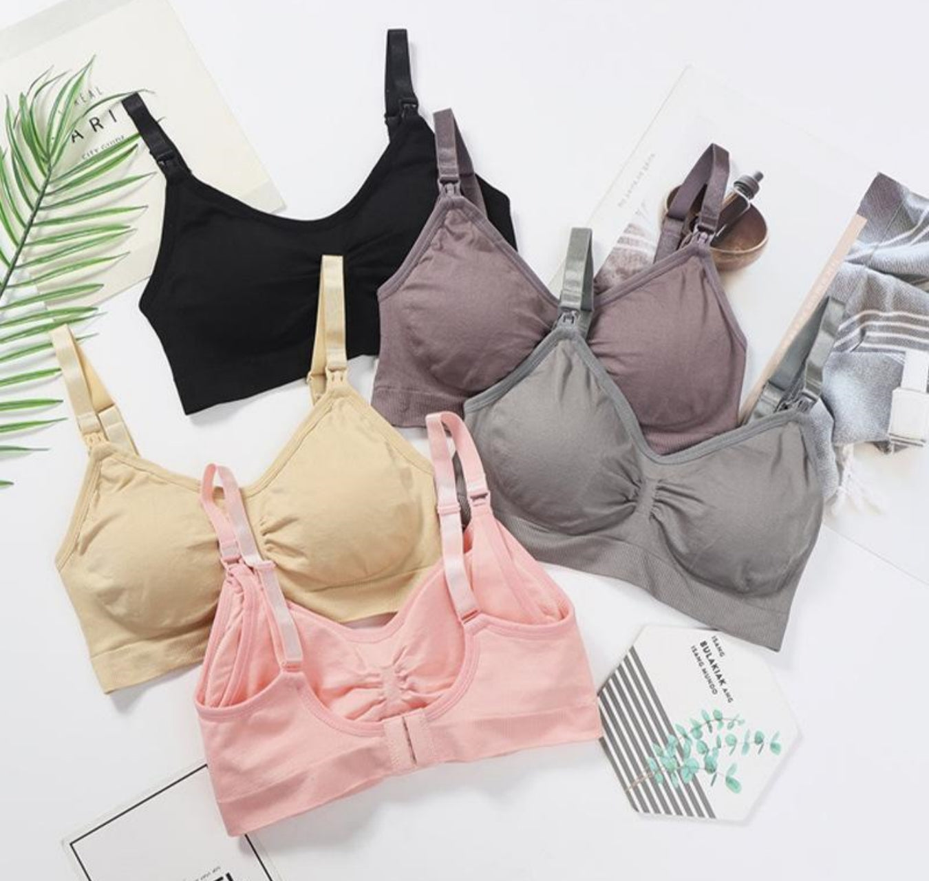 3 Piece Seamless Nursing Bras, High Quality Maternity & Breastfeeding Bra with Breathable Cotton & Push Up Support