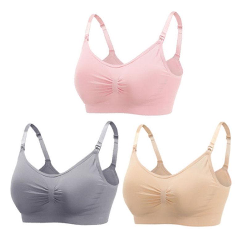3 Piece Seamless Nursing Bras, High Quality Maternity & Breastfeeding Bra with Breathable Cotton & Push Up Support