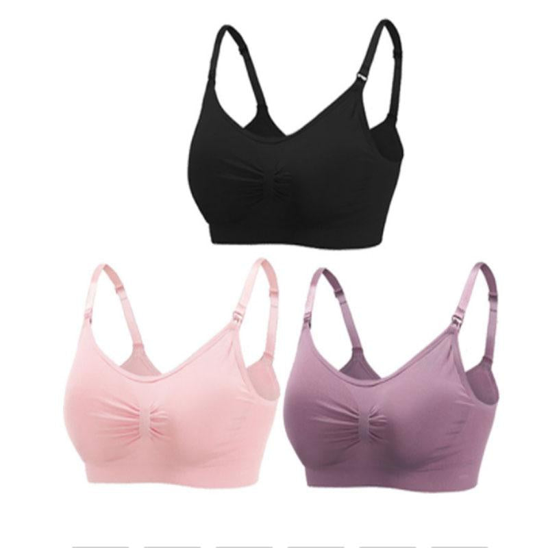 3 Piece Seamless Nursing Bras, High Quality Maternity & Breastfeeding Bra with Breathable Cotton & Push Up Support