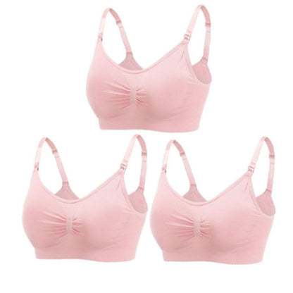 3 Piece Seamless Nursing Bras, High Quality Maternity & Breastfeeding Bra with Breathable Cotton & Push Up Support