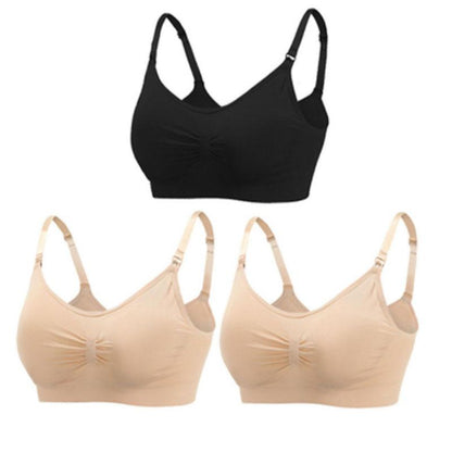 3 Piece Seamless Nursing Bras, High Quality Maternity & Breastfeeding Bra with Breathable Cotton & Push Up Support
