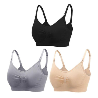 3 Piece Seamless Nursing Bras, High Quality Maternity & Breastfeeding Bra with Breathable Cotton & Push Up Support