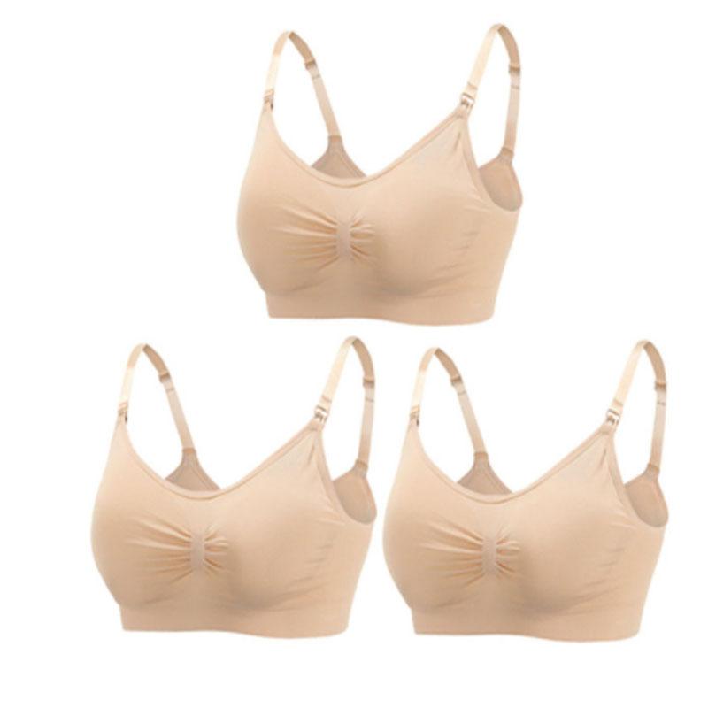 3 Piece Seamless Nursing Bras, High Quality Maternity & Breastfeeding Bra with Breathable Cotton & Push Up Support