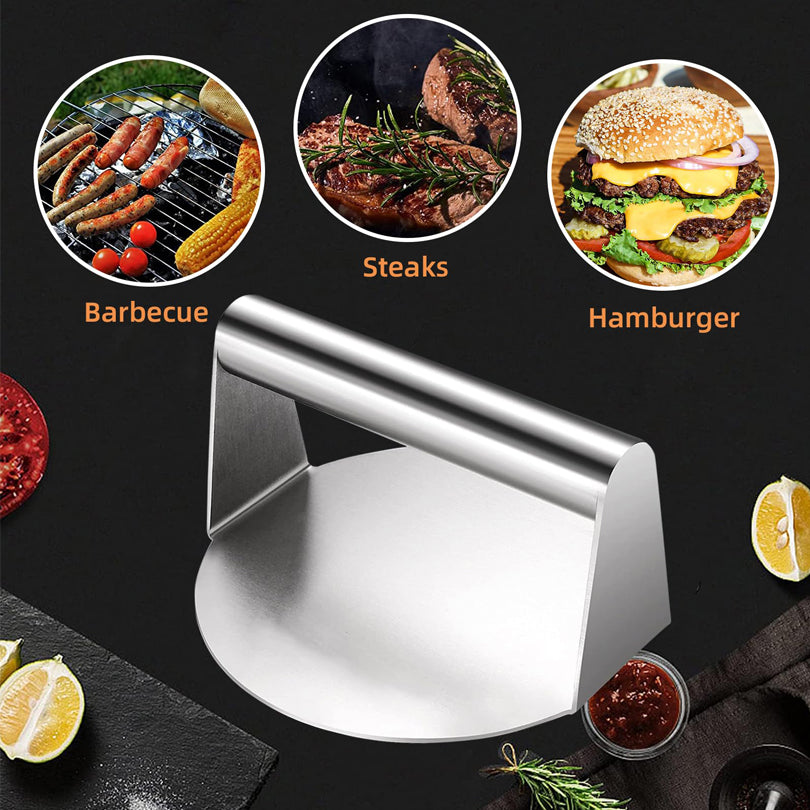 Stainless Steel Smash Burger Press, Hamburger Patties Meat Masher Mold