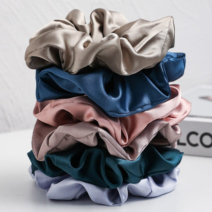 Soft Velvet Scrunchies for Women, Pure Color Satin Large Scrunchie Set, No-Tangle Hair Accessories