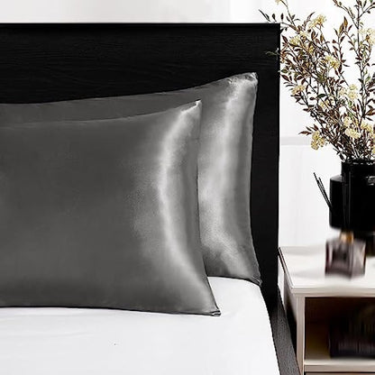 Super Soft Satin Silk Pillowcase Set, Coral Standard Size Super Soft Pillow Cases for Hair & Skin