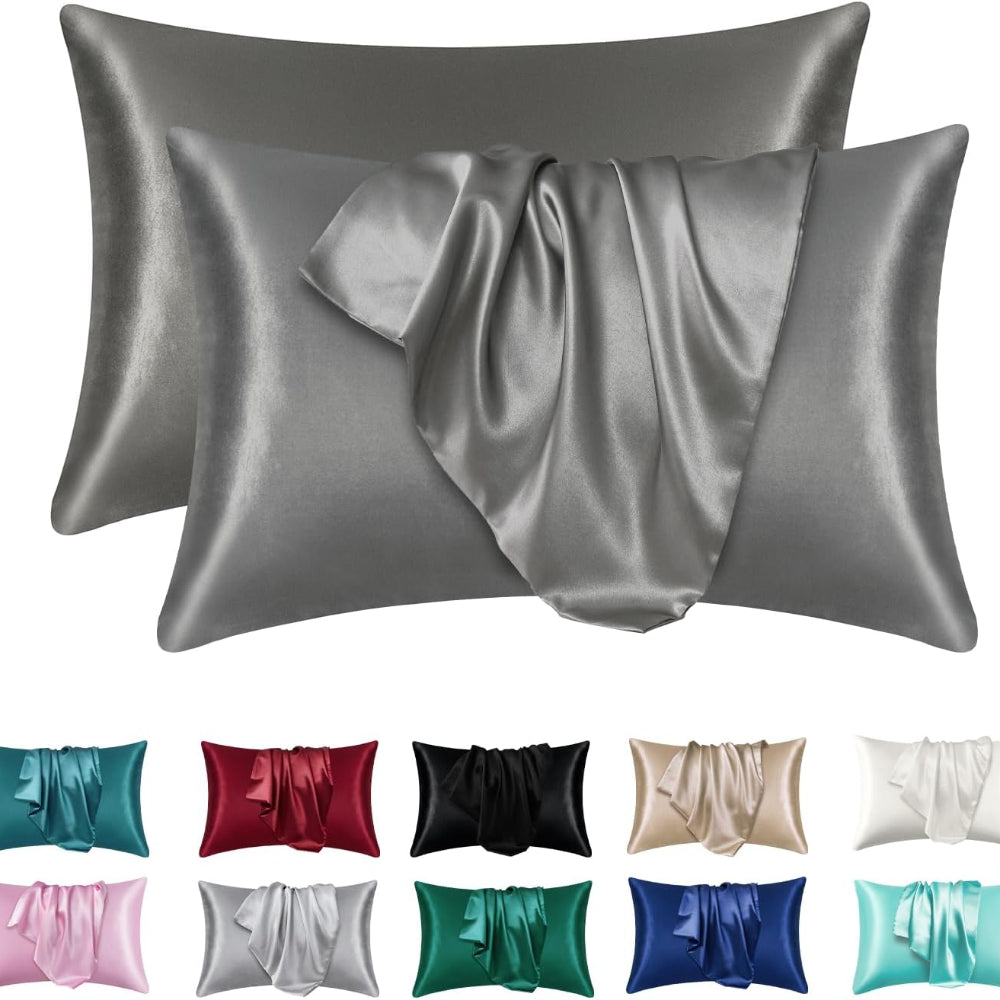 Super Soft Satin Silk Pillowcase Set Coral Standard Size Super Soft Pillow Cases For Hair  Skin 5