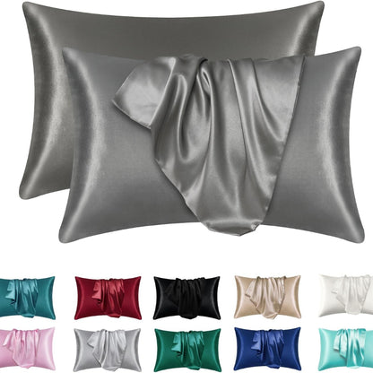 Super Soft Satin Silk Pillowcase Set Coral Standard Size Super Soft Pillow Cases For Hair  Skin 5