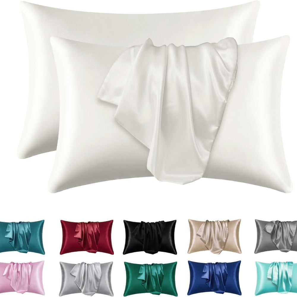 Super Soft Satin Silk Pillowcase Set Coral Standard Size Super Soft Pillow Cases For Hair  Skin 11