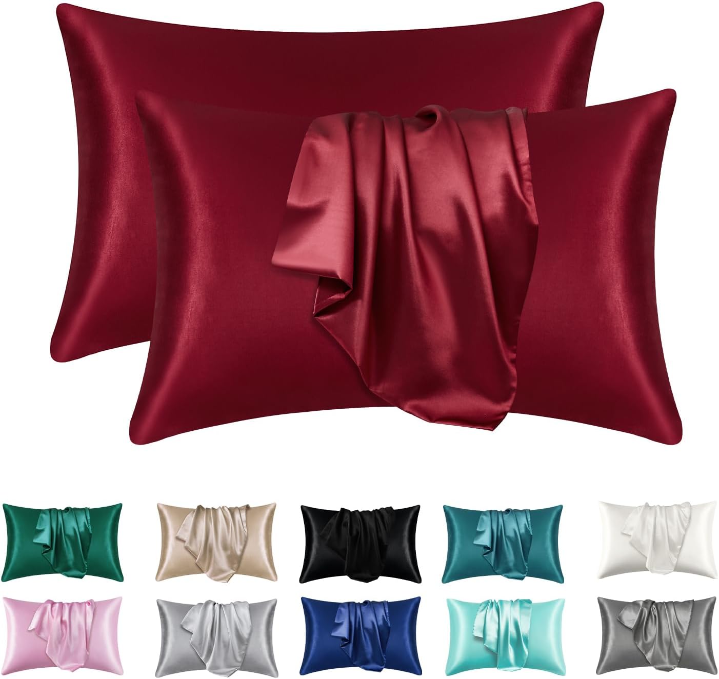 Super Soft Satin Silk Pillowcase Set Coral Standard Size Super Soft Pillow Cases For Hair  Skin 9
