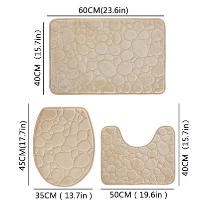 Modern Stone Pattern Bath Mat Set UltraAbsorbent NonSlip  Comfortable for Simple Bathroom Decor