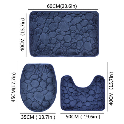 Modern Stone Pattern Bath Mat Set UltraAbsorbent NonSlip  Comfortable for Simple Bathroom Decor