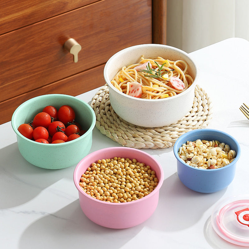 EcoFriendly Wheat Straw Bowl Set MicrowaveSafe FreshKeeping Food Storage Containers with Lids