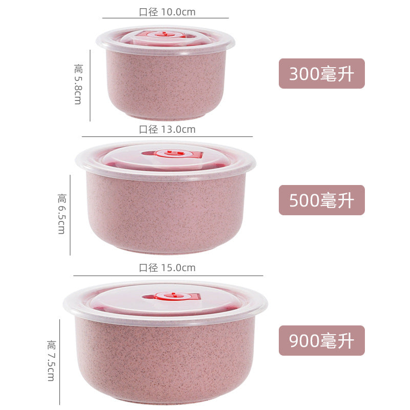 EcoFriendly Wheat Straw Bowl Set MicrowaveSafe FreshKeeping Food Storage Containers with Lids
