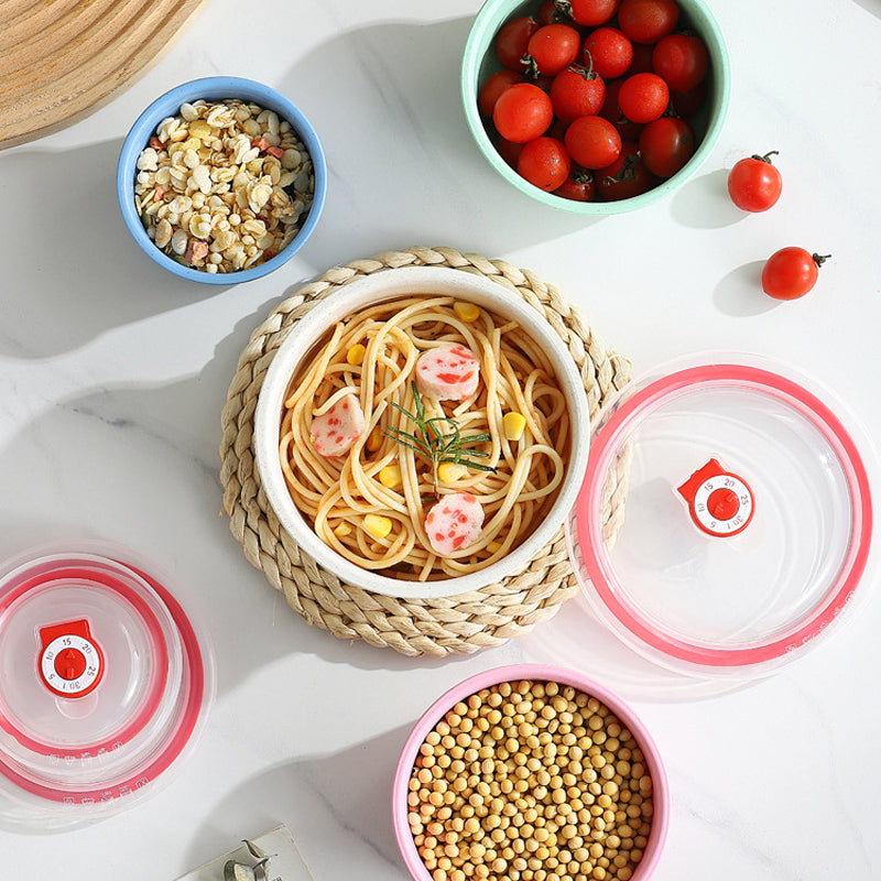 Eco-Friendly Wheat Straw Bowl Set, Microwave-Safe, Fresh-Keeping Food Storage Containers with Lids (3-Piece)