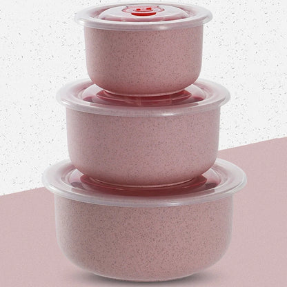 EcoFriendly Wheat Straw Bowl Set MicrowaveSafe FreshKeeping Food Storage Containers with Lids