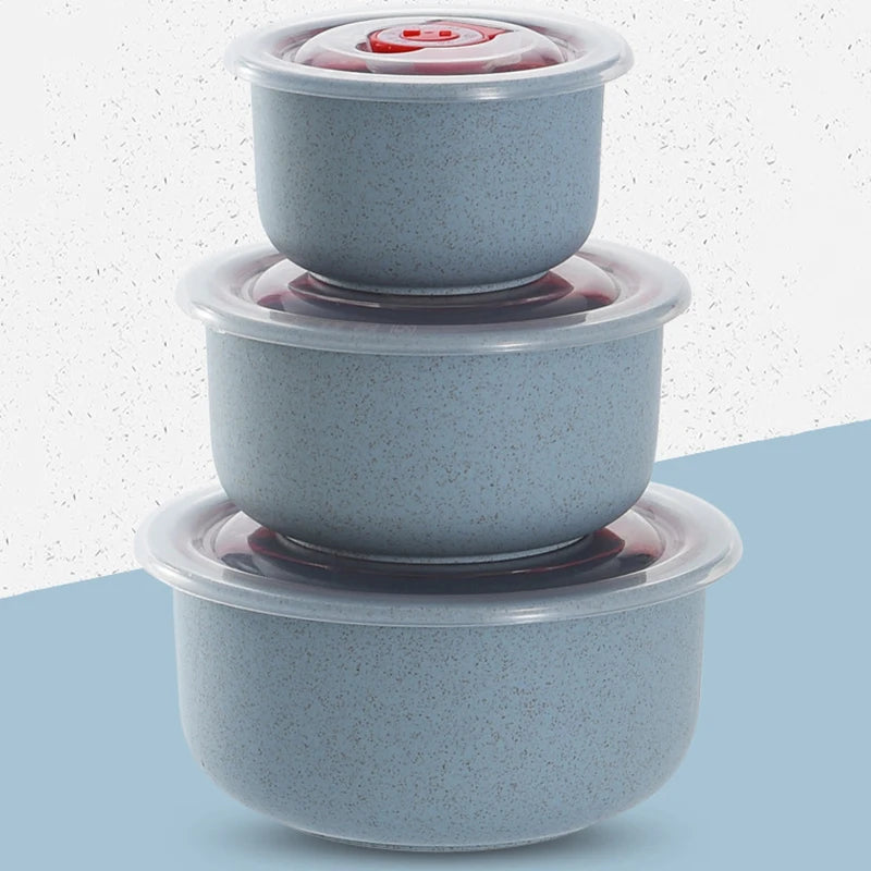 EcoFriendly Wheat Straw Bowl Set MicrowaveSafe FreshKeeping Food Storage Containers with Lids