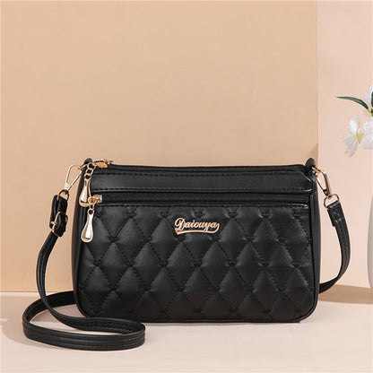 PU Leather Crossbody Bag Quilted Heart Embroidery Large Capacity Zipper Shoulder Purse For Women 5