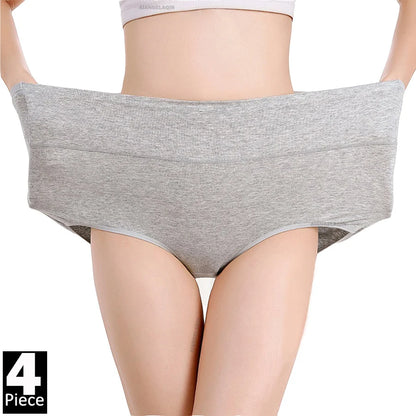 High Waist Cotton Panties for Women, Plus Size Breathable Underwear with Body Slimming & Abdominal Support