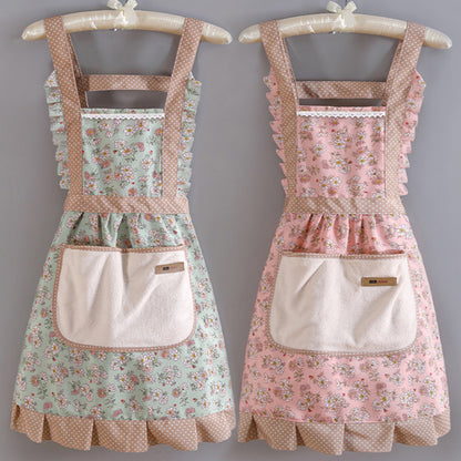 Lovely Canvas Apron for Female Household Breathable Antifouling  Perfect for Kitchen Cleaning