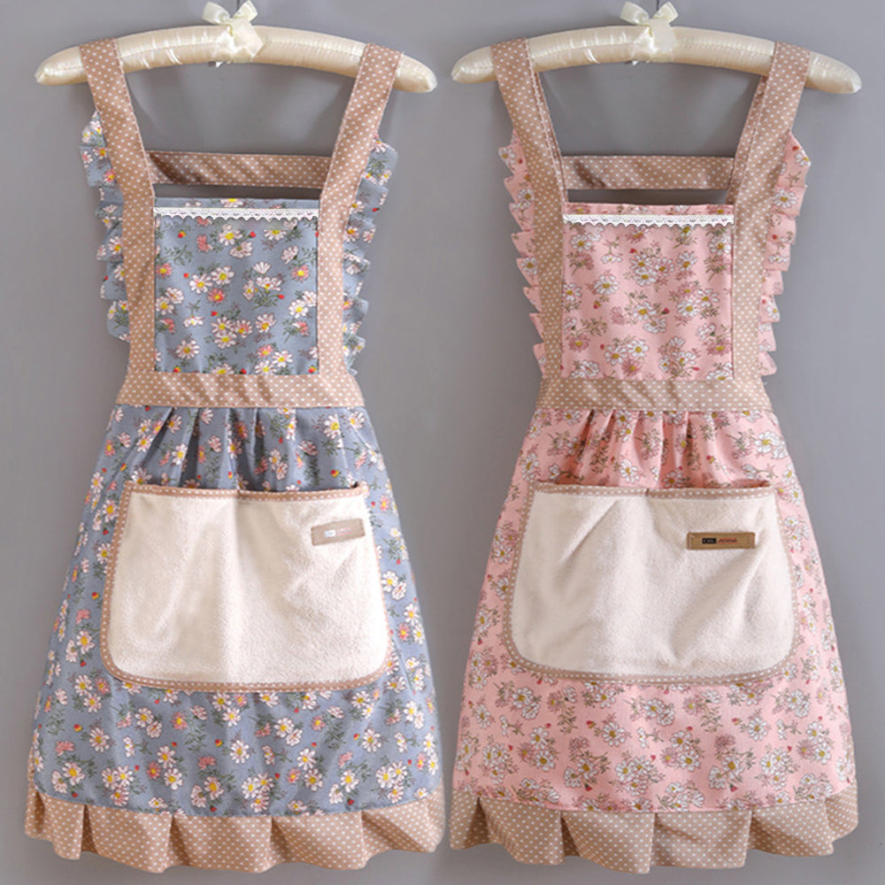 Lovely Canvas Apron for Female Household Breathable Antifouling  Perfect for Kitchen Cleaning