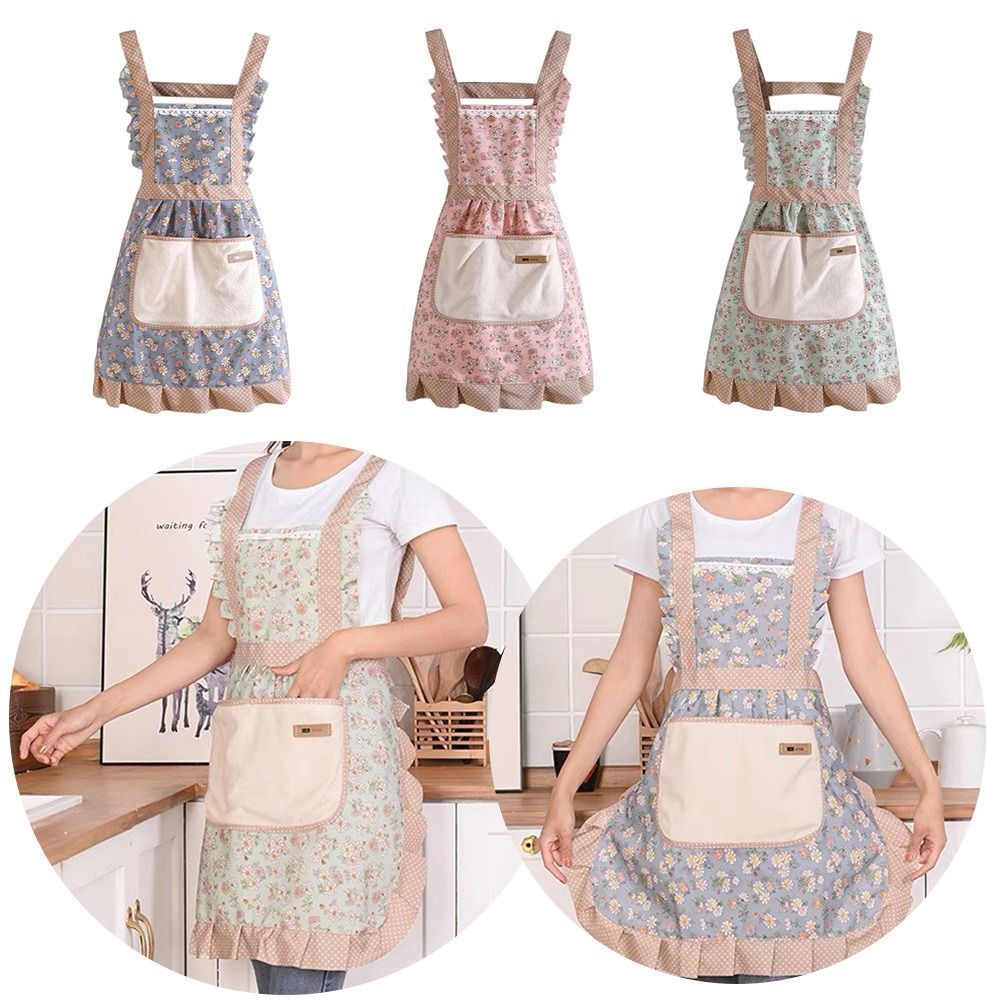 Lovely Canvas Apron for Female Household Breathable Antifouling  Perfect for Kitchen Cleaning