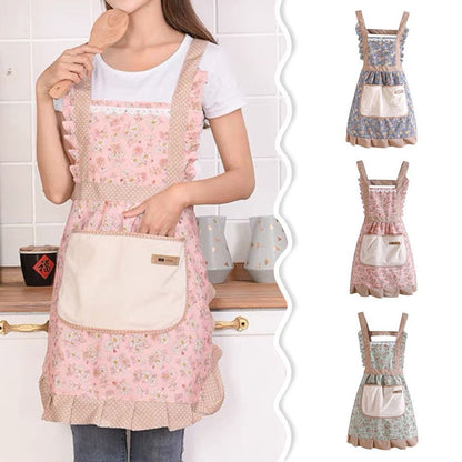 Lovely Canvas Apron for Female Household Breathable Antifouling  Perfect for Kitchen Cleaning
