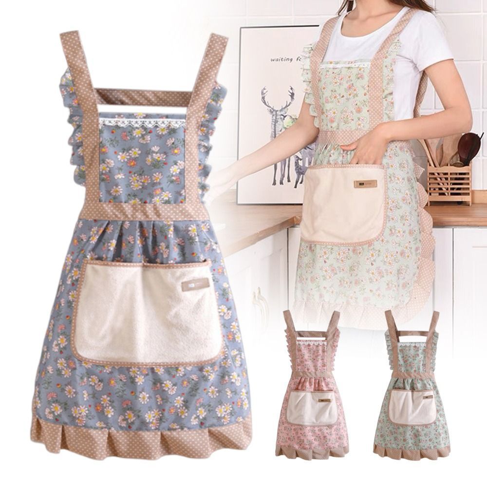 Lovely Canvas Apron for Female Household Breathable Antifouling  Perfect for Kitchen Cleaning