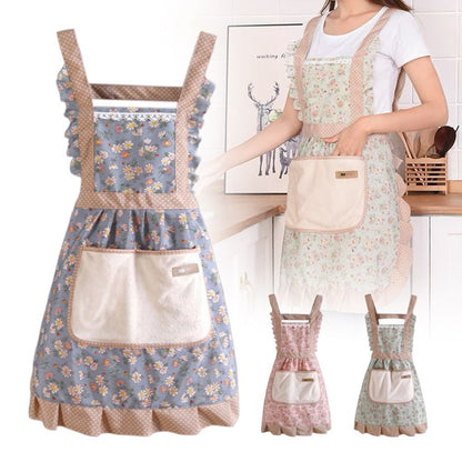 Lovely Canvas Apron for Female Household Breathable Antifouling  Perfect for Kitchen Cleaning