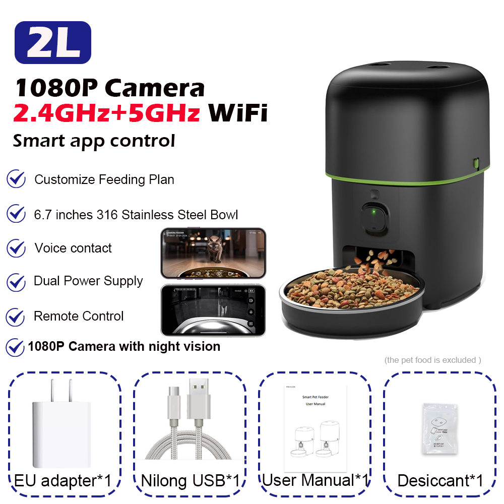 WiFi Automatic Cat Feeder With Camera Smart Pet Food Kibble Dispenser Auto Feeder For Cat  Dog 7