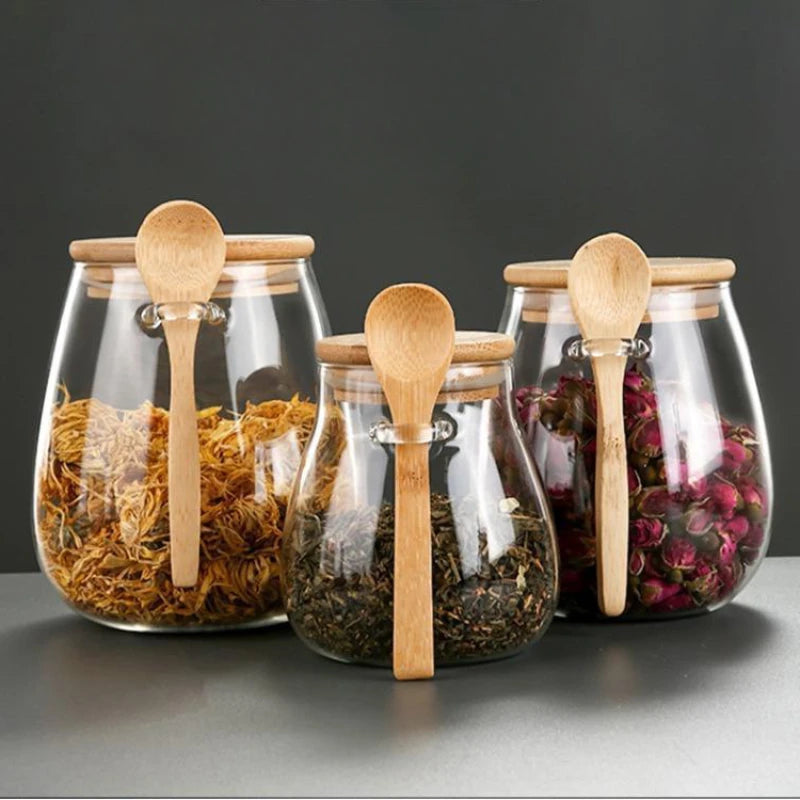 Airtight Glass Food Storage Jar Hermetic Container For Coffee Sugar  Tea With Sealed Lid 4