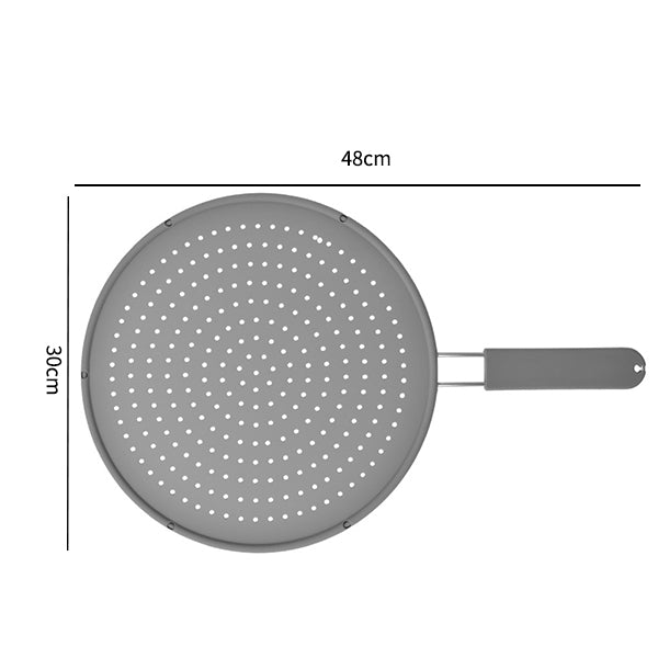 Silicone Kitchen Splatter Screen – Heat-Resistant Oil Splash Guard with Stainless Steel Handle for Frying Pans