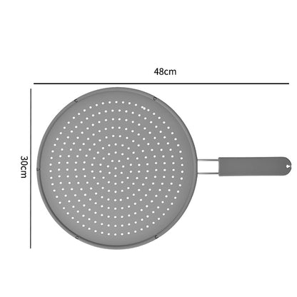 Silicone Kitchen Splatter Screen – Heat-Resistant Oil Splash Guard with Stainless Steel Handle for Frying Pans