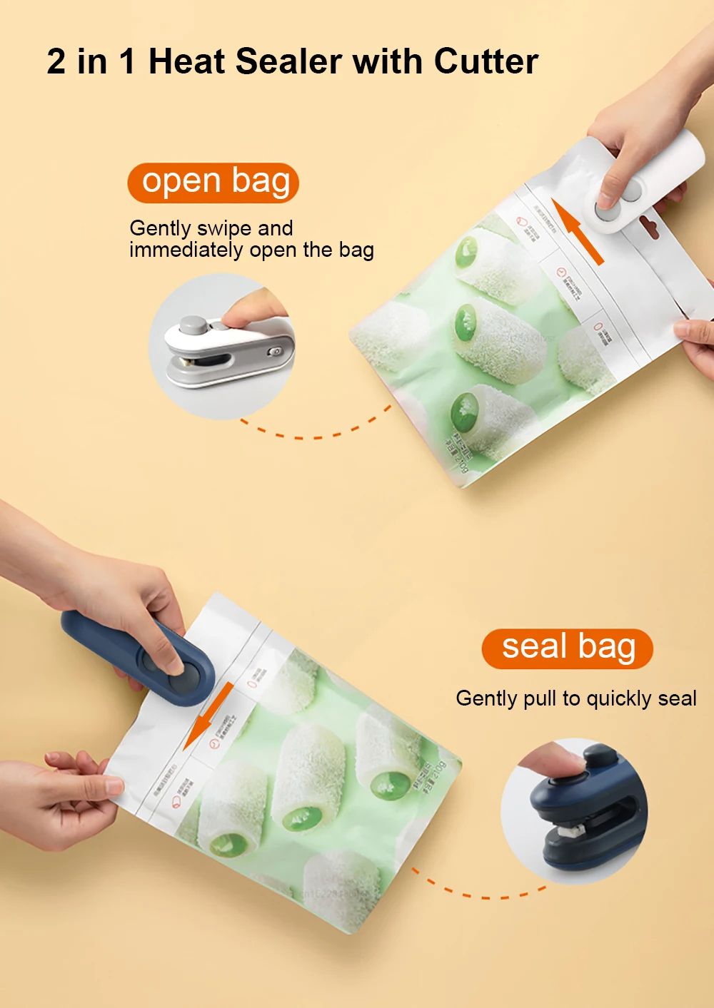 Mini Sealing Machine Handheld Package Sealer for Food Bags Portable Heat Bag Sealer
