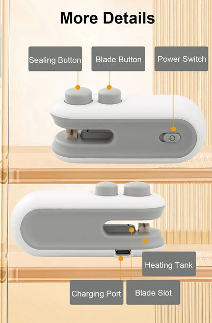 Mini Sealing Machine Handheld Package Sealer for Food Bags Portable Heat Bag Sealer