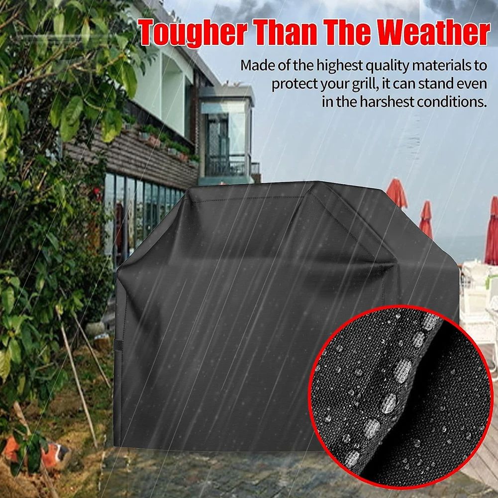 Heavy Duty BBQ Grill Cover, Anti-Dust Waterproof Outdoor Barbecue Cover for Weber, Charbroil & Round Grills