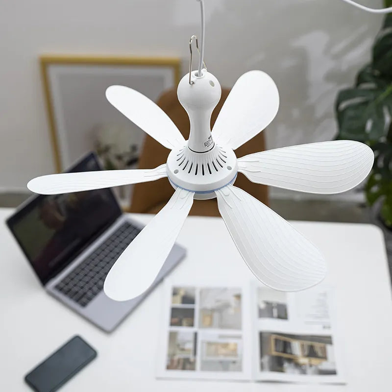 USB Powered Canopy Fan with Remote, 6 Leaf Silent Hanging Fan for Camping Beds, Tents & Indoor Use